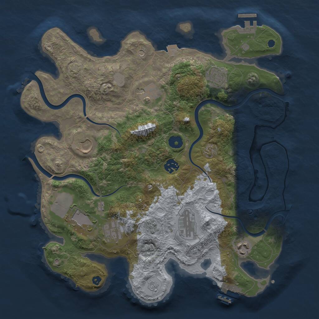 Rust Map: Procedural Map, Size: 3500, Seed: 571395, 15 Monuments
