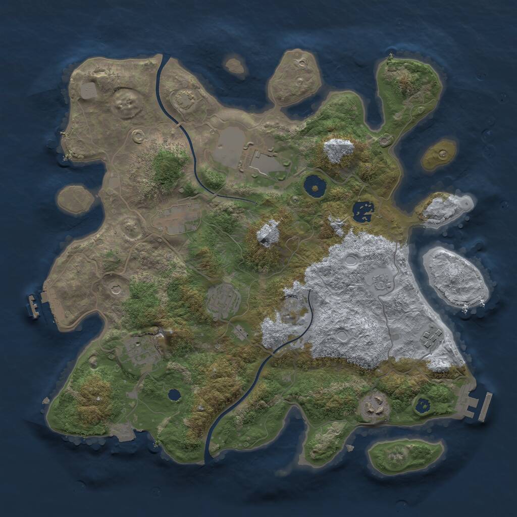 Rust Map: Procedural Map, Size: 3500, Seed: 1176675243, 13 Monuments