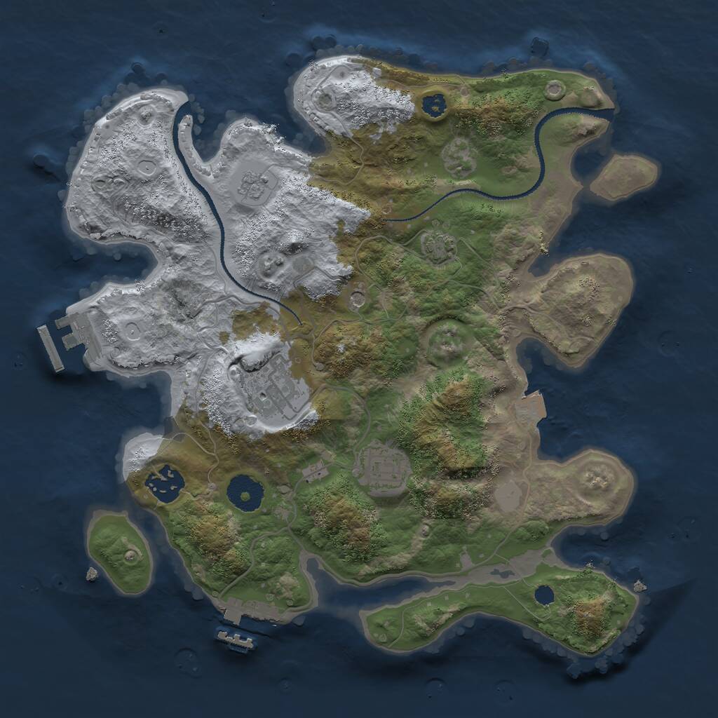 Rust Map: Procedural Map, Size: 3000, Seed: 402787563, 9 Monuments