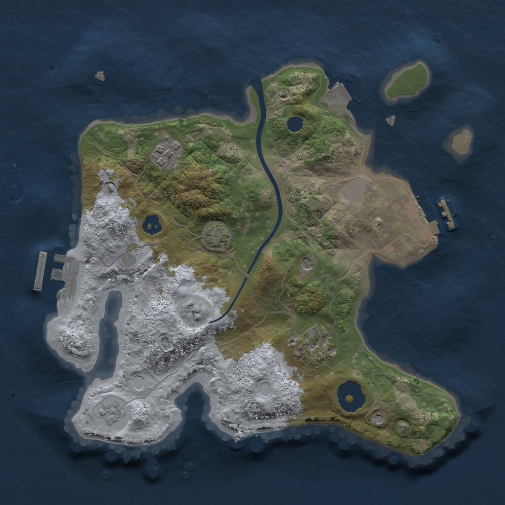 Rust Map: Procedural Map, Size: 2600, Seed: 549661150, 8 Monuments