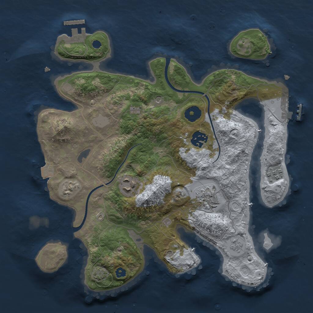 Rust Map: Procedural Map, Size: 3000, Seed: 1203536896, 10 Monuments