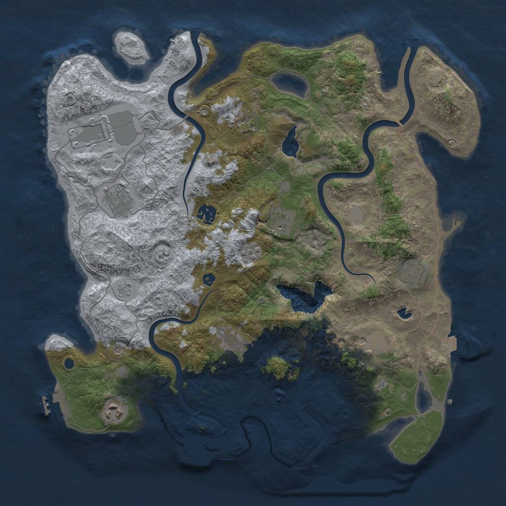 Rust Map: Procedural Map, Size: 4000, Seed: 1329133183, 16 Monuments