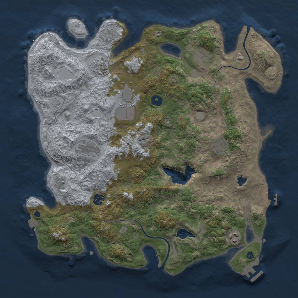 Rust Map: Procedural Map, Size: 4000, Seed: 1329133183, 14 Monuments