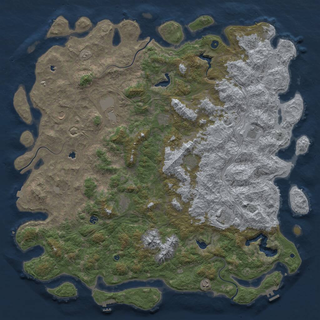 Rust Map: Procedural Map, Size: 6000, Seed: 936631738, 17 Monuments