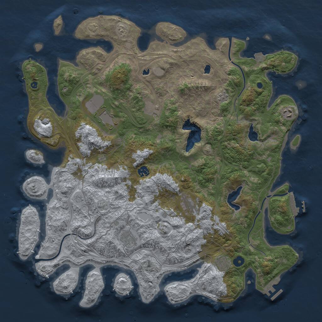 Rust Map: Procedural Map, Size: 4500, Seed: 279555734, 14 Monuments