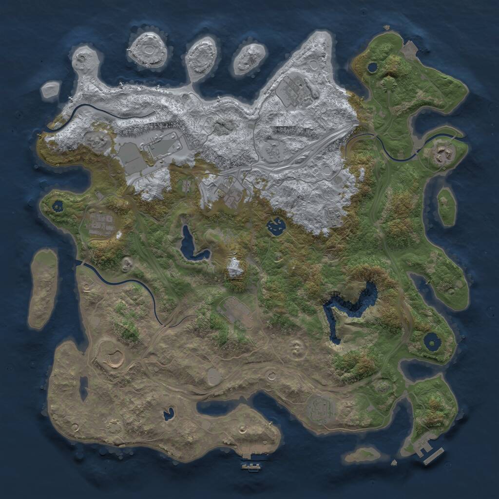 Rust Map: Procedural Map, Size: 4250, Seed: 347344687, 16 Monuments