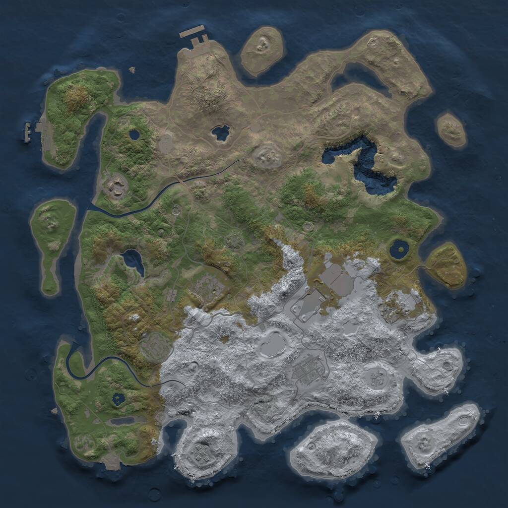 Rust Map: Procedural Map, Size: 4000, Seed: 1893278864, 13 Monuments