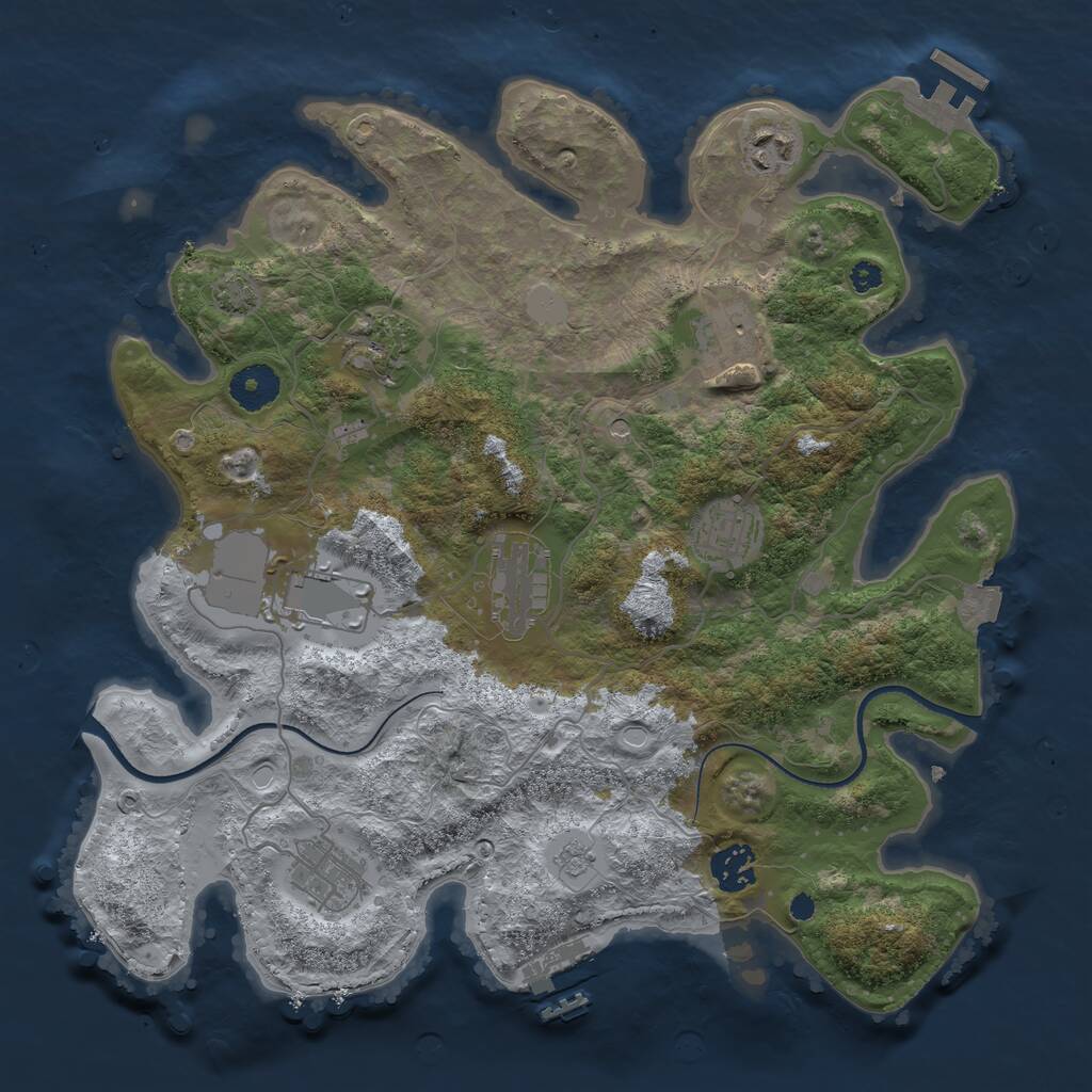 Rust Map: Procedural Map, Size: 3500, Seed: 559043223, 14 Monuments