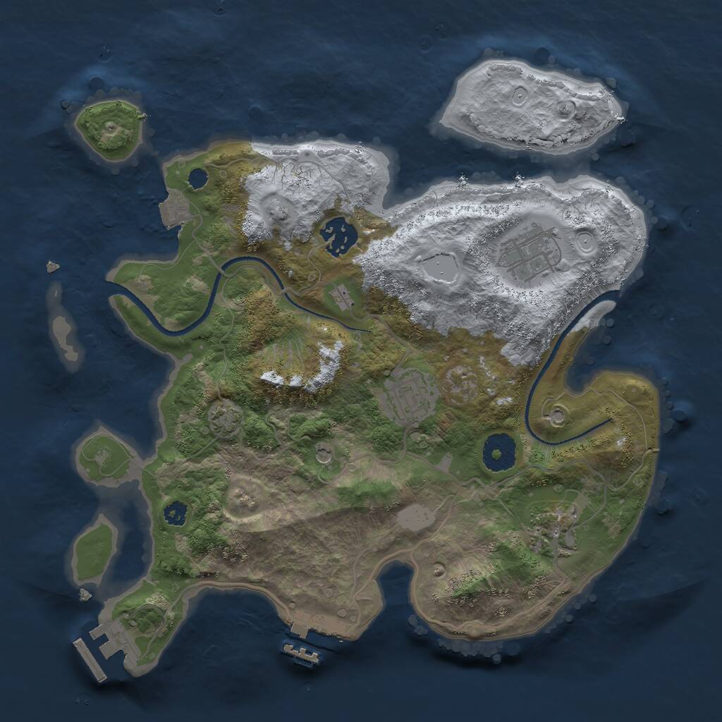 Rust Map: Procedural Map, Size: 3000, Seed: 1382867354, 9 Monuments