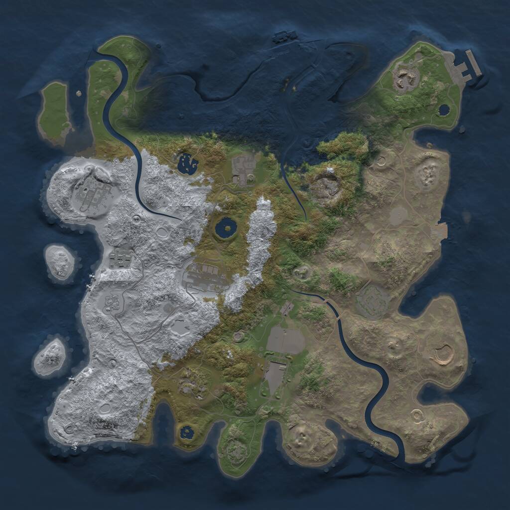 Rust Map: Procedural Map, Size: 3700, Seed: 1184847211, 16 Monuments