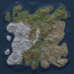 Thumbnail Rust Map: Procedural Map, Size: 3700, Seed: 1184847211, 16 Monuments