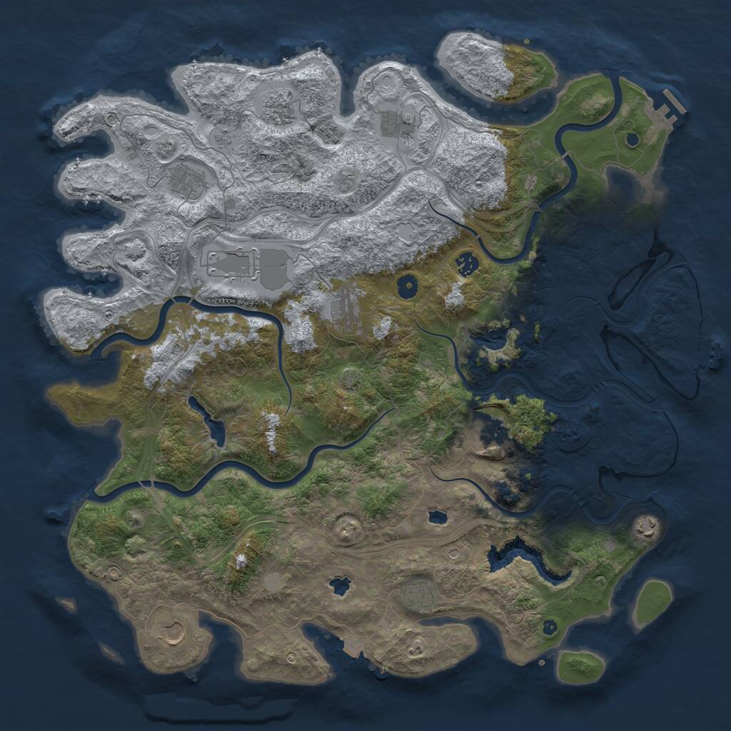 Rust Map: Procedural Map, Size: 4800, Seed: 435973517, 17 Monuments