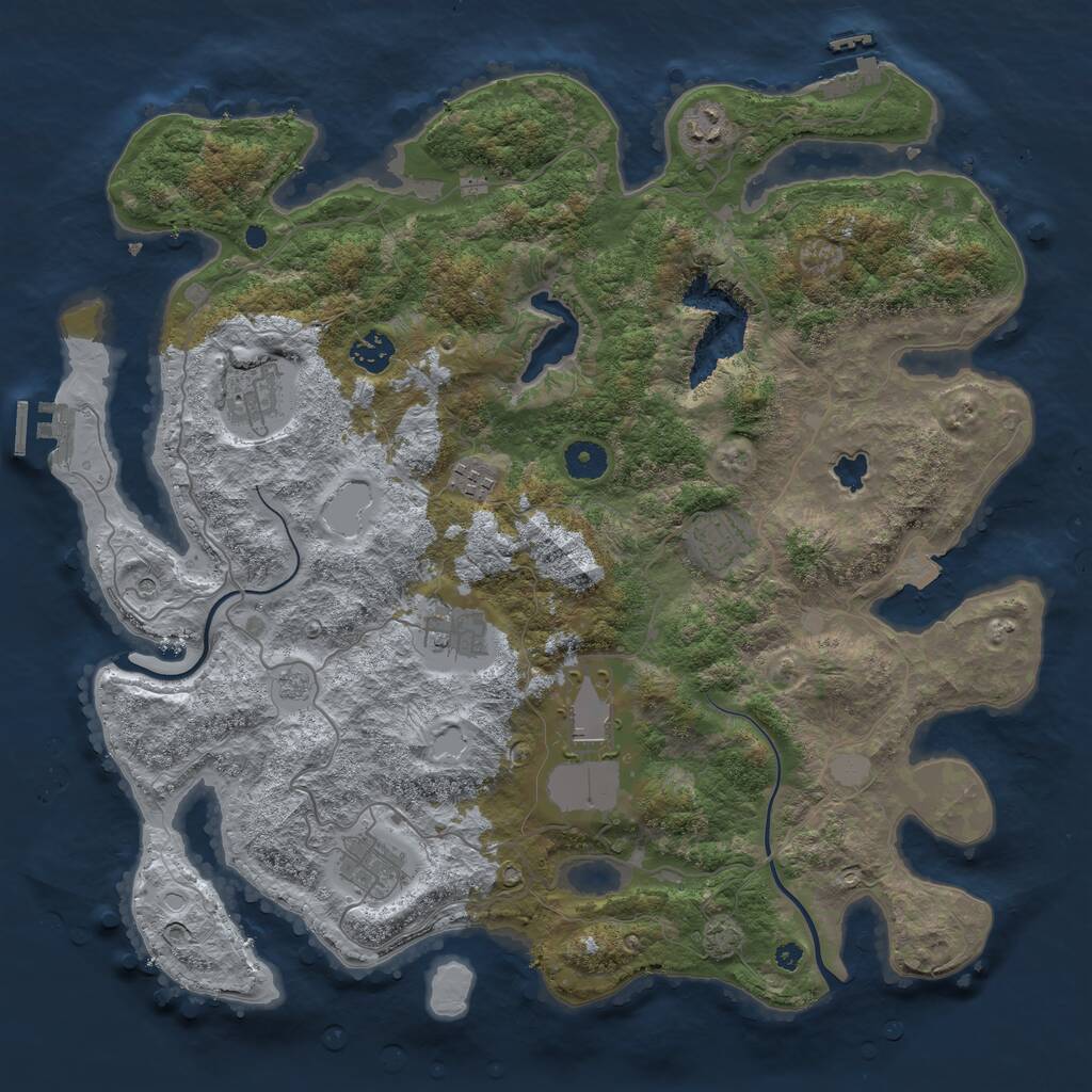Rust Map: Procedural Map, Size: 4000, Seed: 1077152473, 14 Monuments