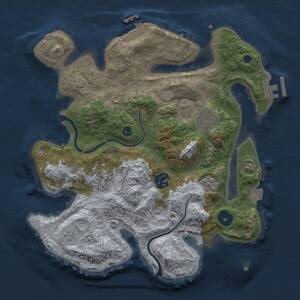 Thumbnail Rust Map: Procedural Map, Size: 3000, Seed: 1754864839, 9 Monuments