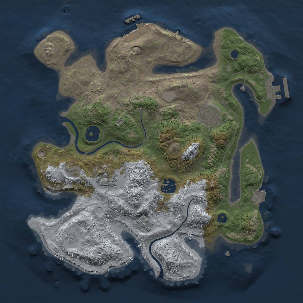 Rust Map: Procedural Map, Size: 3000, Seed: 1754864839, 9 Monuments