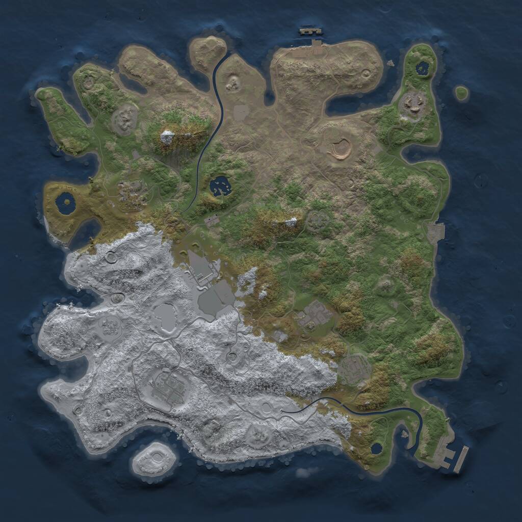 Rust Map: Procedural Map, Size: 3750, Seed: 937064049, 14 Monuments