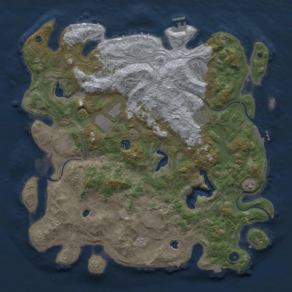 Rust Map: Procedural Map, Size: 4500, Seed: 1867644325, 16 Monuments
