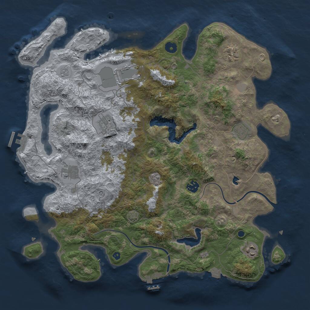 Rust Map: Procedural Map, Size: 4000, Seed: 25745, 14 Monuments