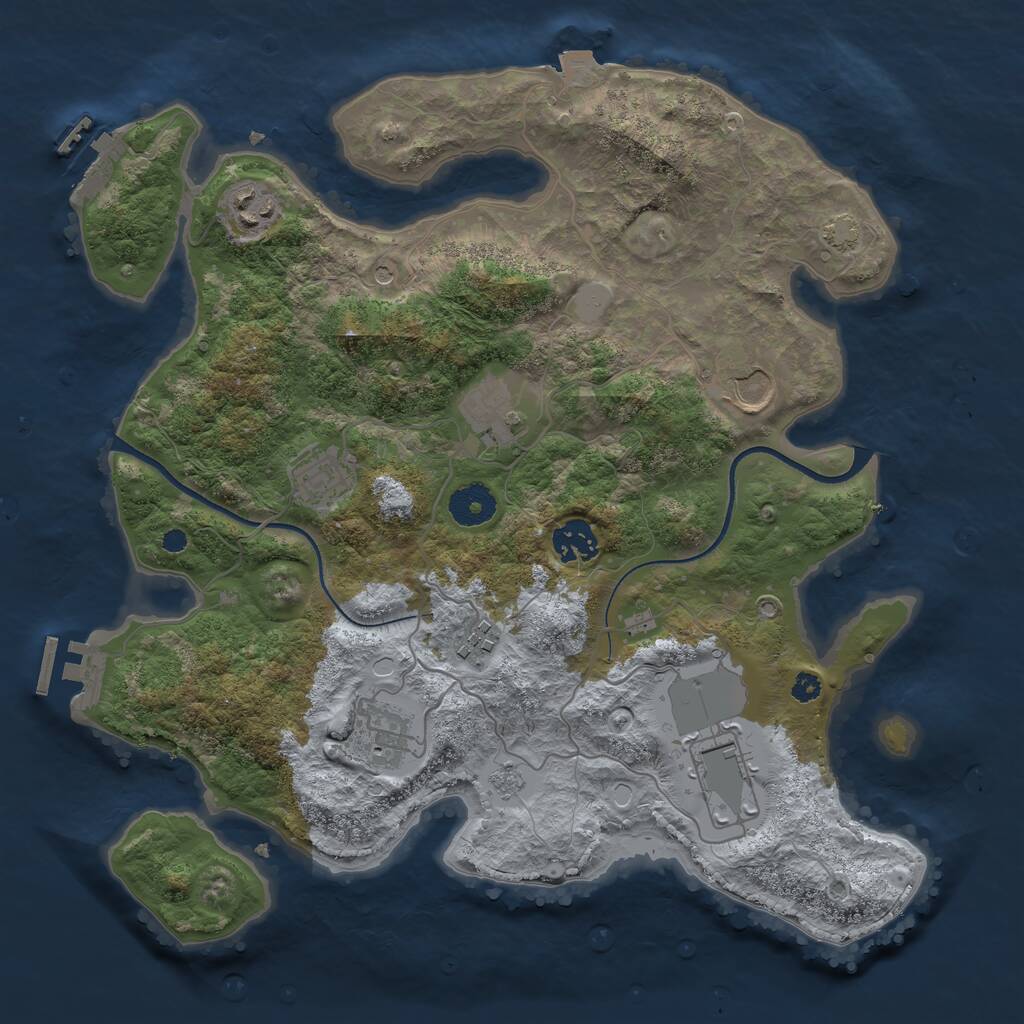 Rust Map: Procedural Map, Size: 3500, Seed: 1110812905, 14 Monuments