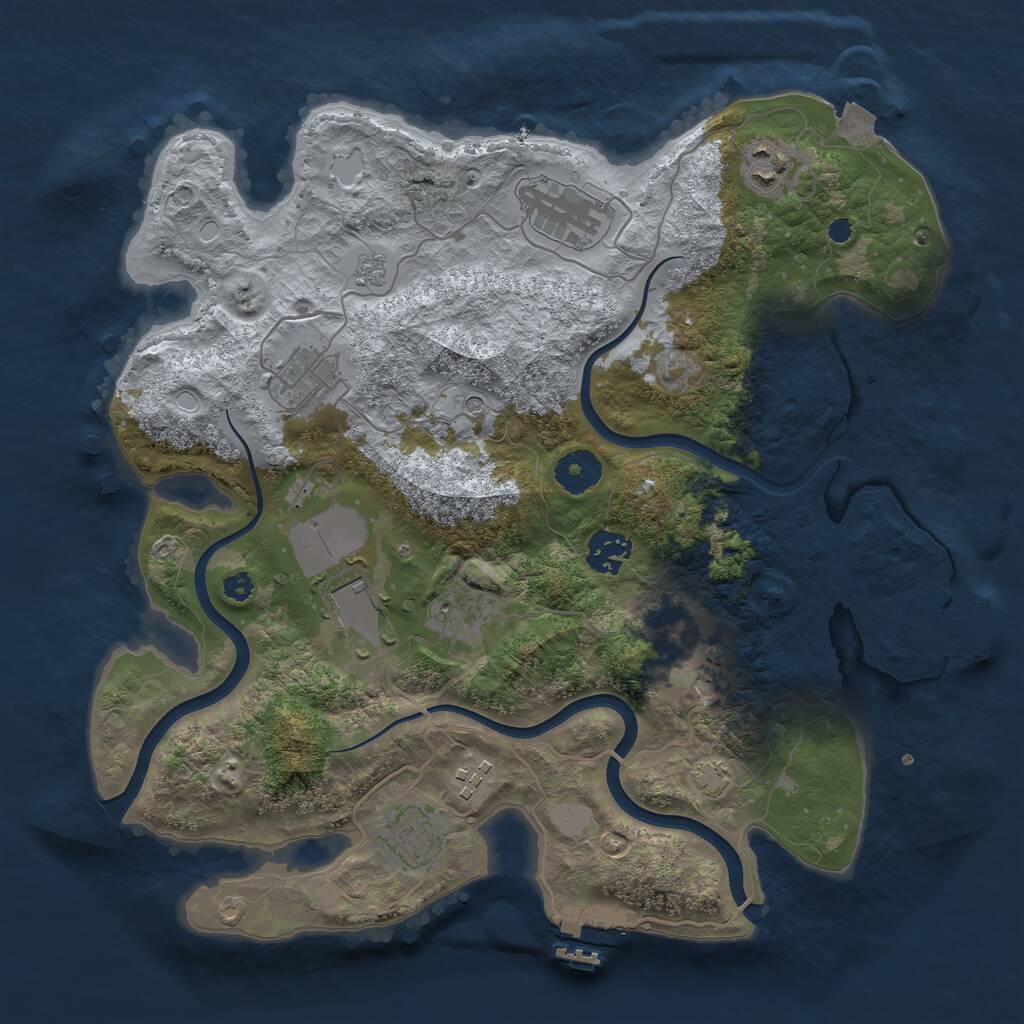 Rust Map: Procedural Map, Size: 3500, Seed: 1647387064, 15 Monuments