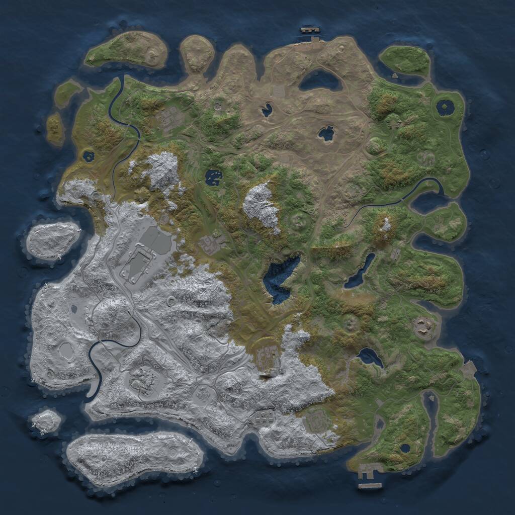 Rust Map: Procedural Map, Size: 4500, Seed: 1129314069, 15 Monuments