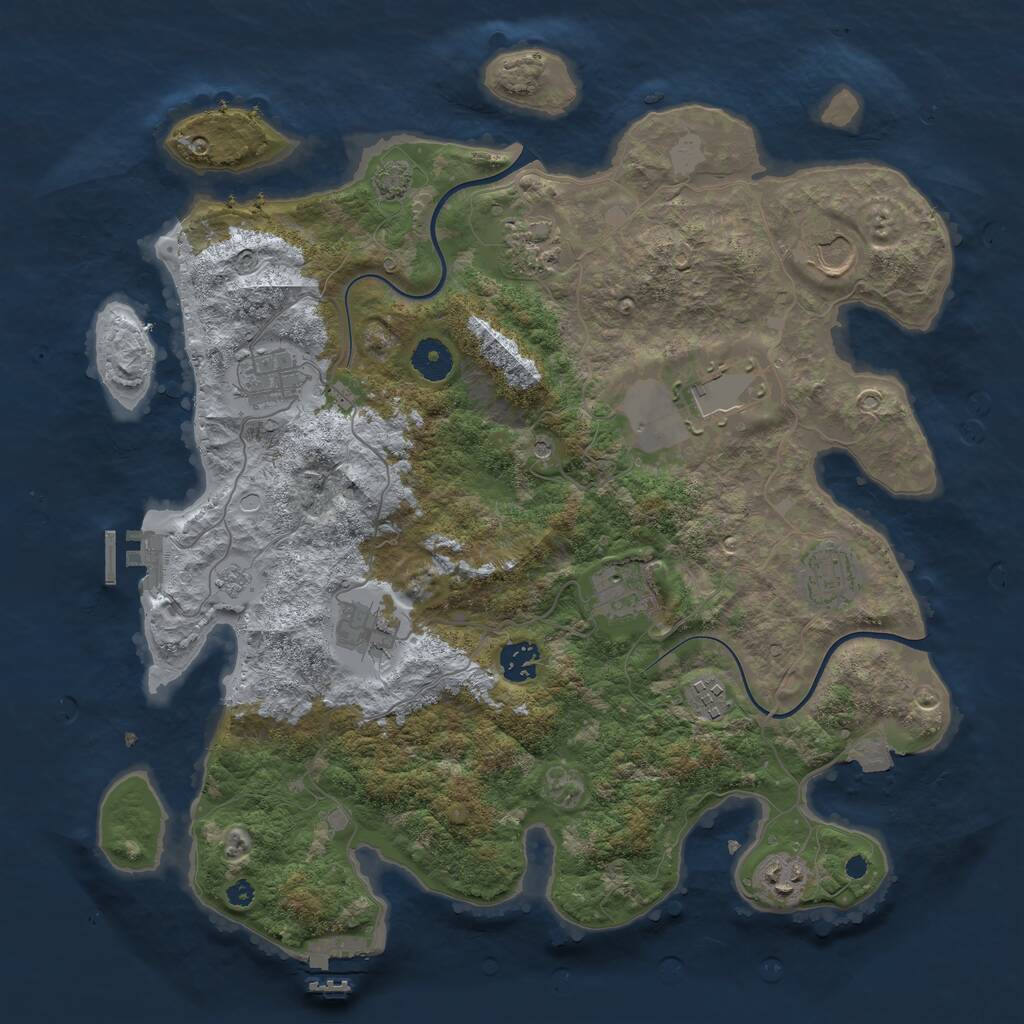 Rust Map: Procedural Map, Size: 3800, Seed: 91250073, 16 Monuments