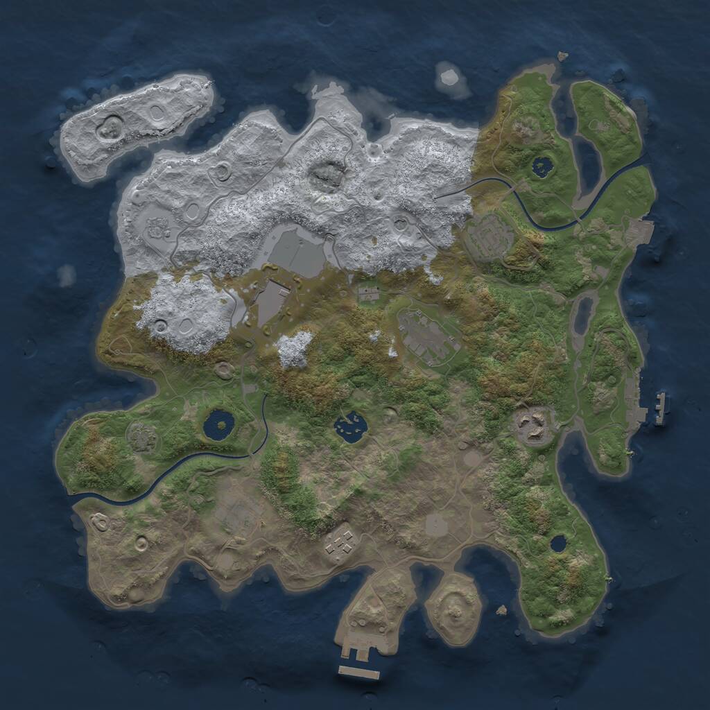 Rust Map: Procedural Map, Size: 3500, Seed: 74141454, 13 Monuments