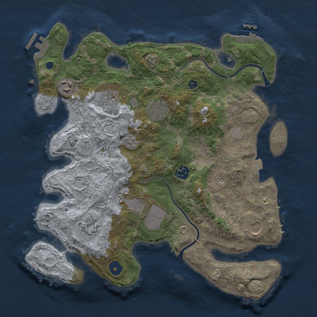 Rust Map: Procedural Map, Size: 3500, Seed: 305826857, 14 Monuments