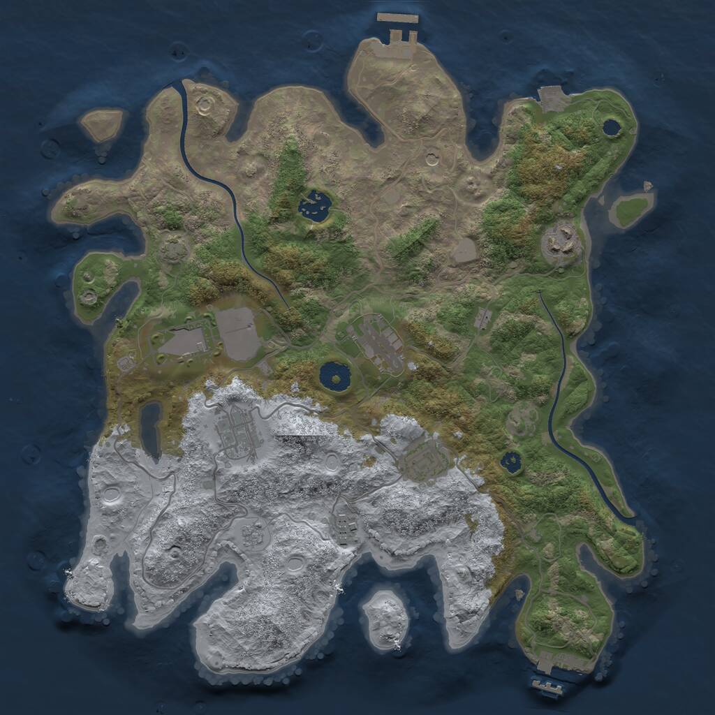 Rust Map: Procedural Map, Size: 3500, Seed: 905027693, 13 Monuments