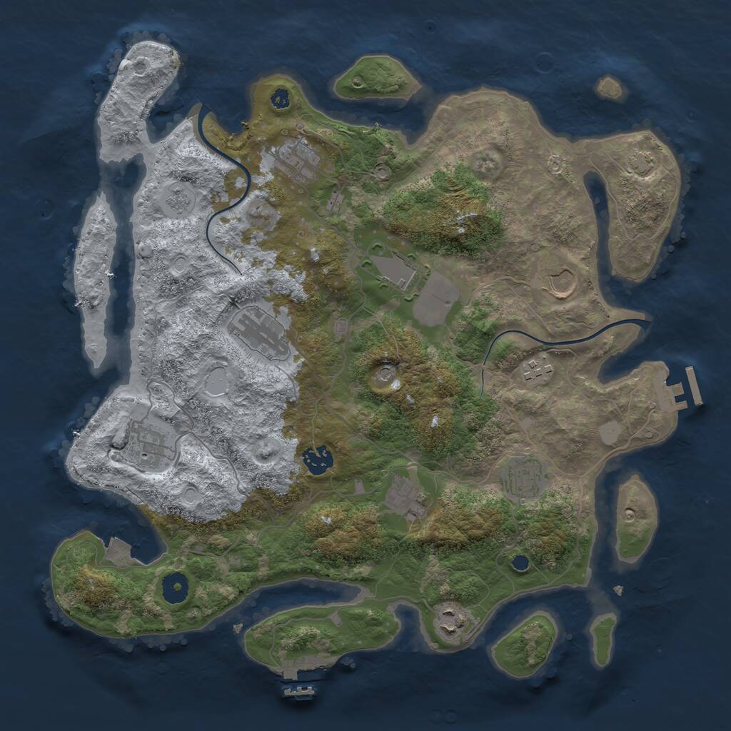 Rust Map: Procedural Map, Size: 3750, Seed: 1090844499, 16 Monuments