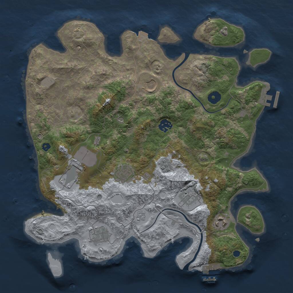 Rust Map: Procedural Map, Size: 3500, Seed: 236604597, 14 Monuments