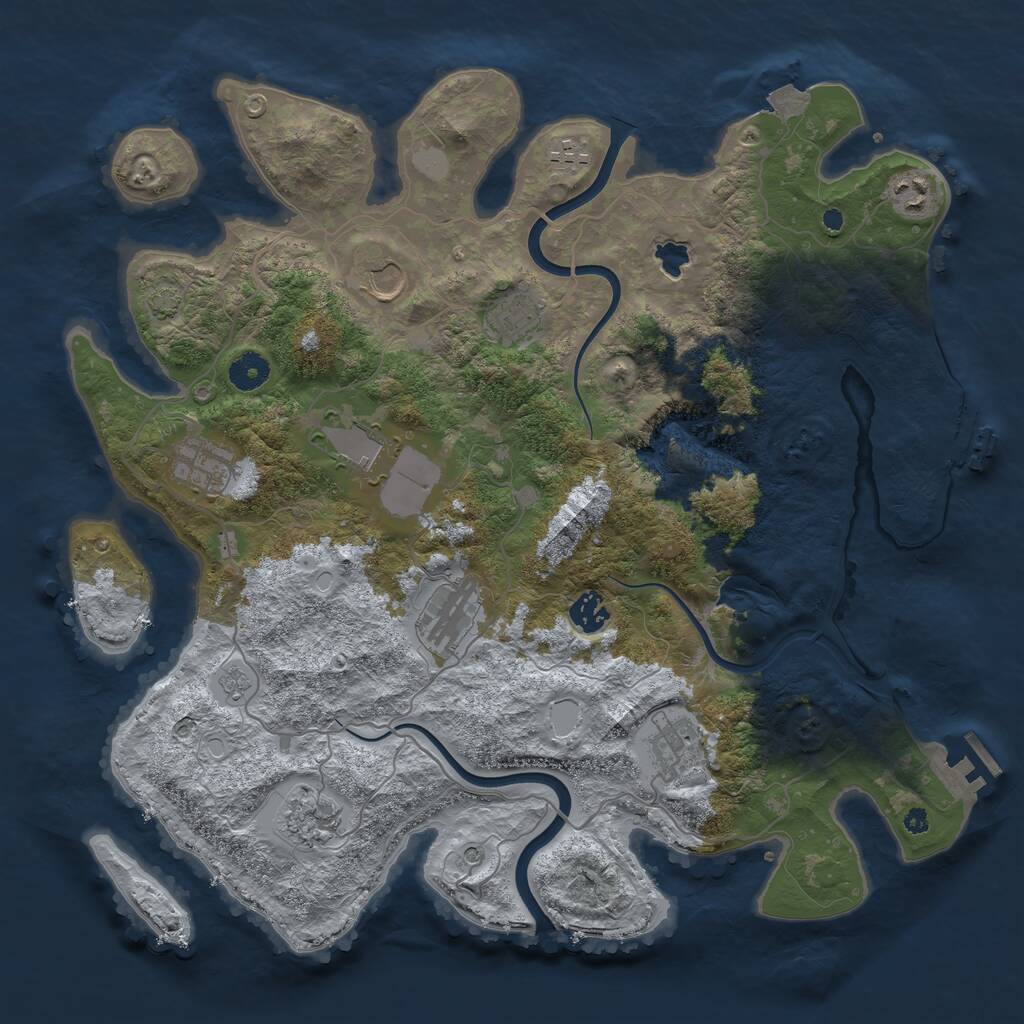 Rust Map: Procedural Map, Size: 4000, Seed: 11092001, 16 Monuments