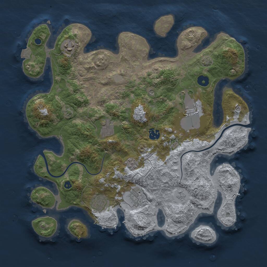 Rust Map: Procedural Map, Size: 3500, Seed: 17945680, 11 Monuments