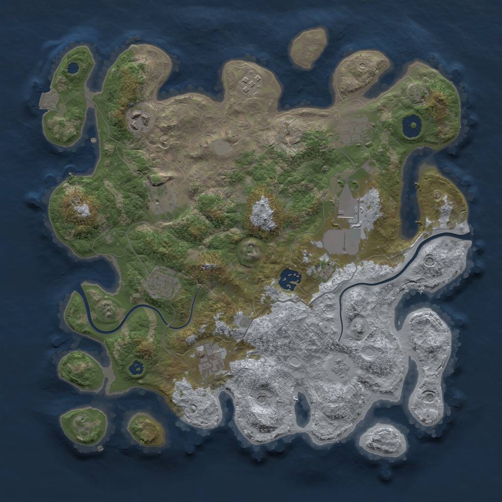 Rust Map: Procedural Map, Size: 3500, Seed: 17945680, 12 Monuments