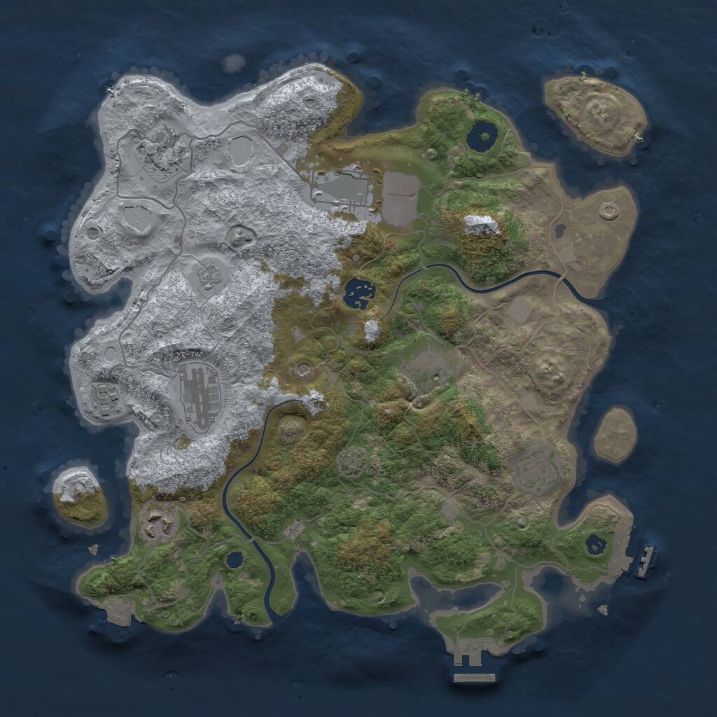 Rust Map: Procedural Map, Size: 3500, Seed: 1991779306, 14 Monuments