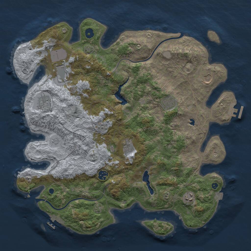Rust Map: Procedural Map, Size: 4000, Seed: 368863, 14 Monuments