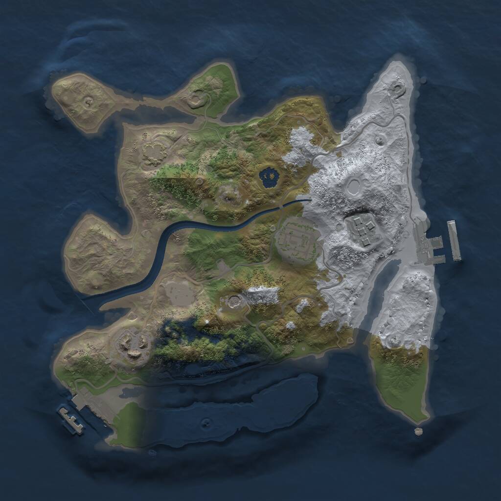 Rust Map: Procedural Map, Size: 2500, Seed: 842760446, 8 Monuments