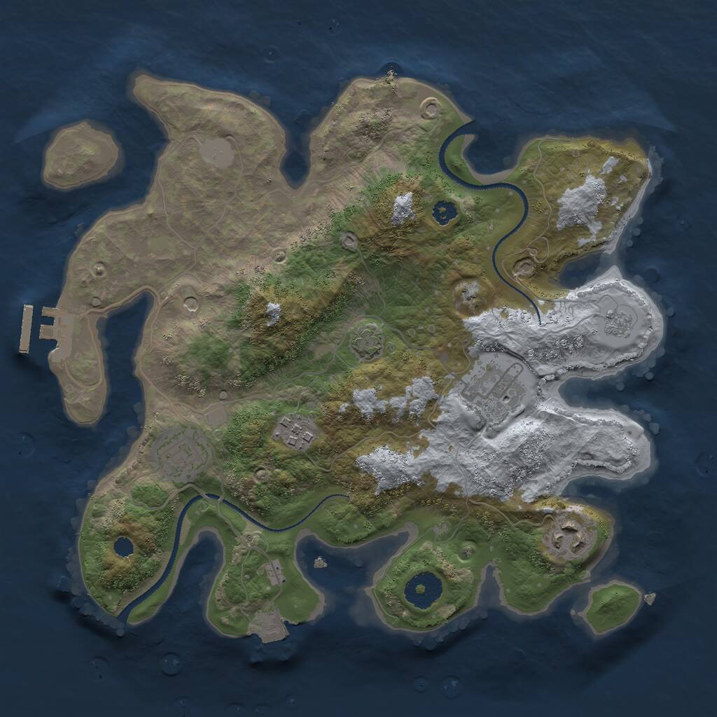 Rust Map: Procedural Map, Size: 3000, Seed: 202322864, 9 Monuments