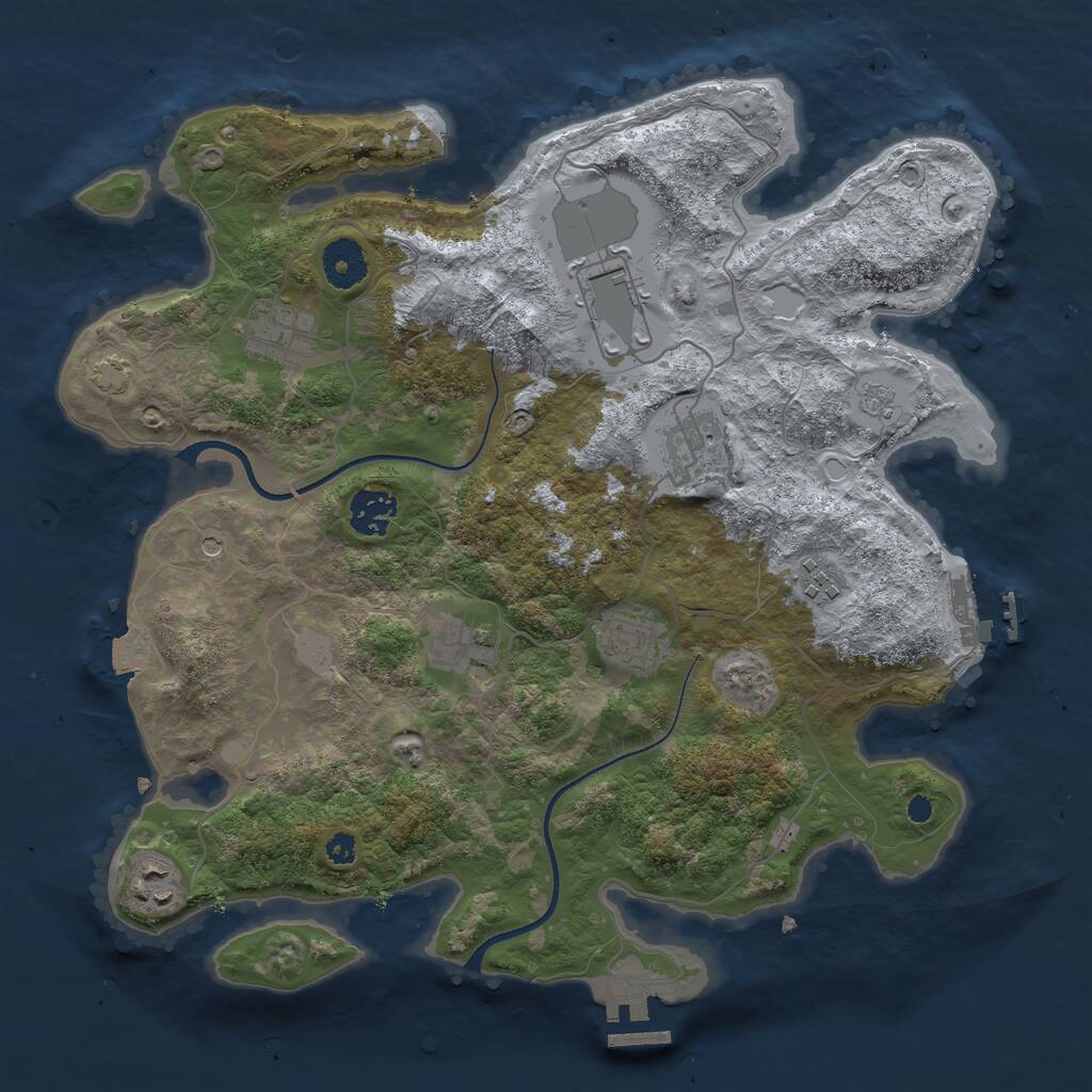 Rust Map: Procedural Map, Size: 3500, Seed: 2063844696, 14 Monuments