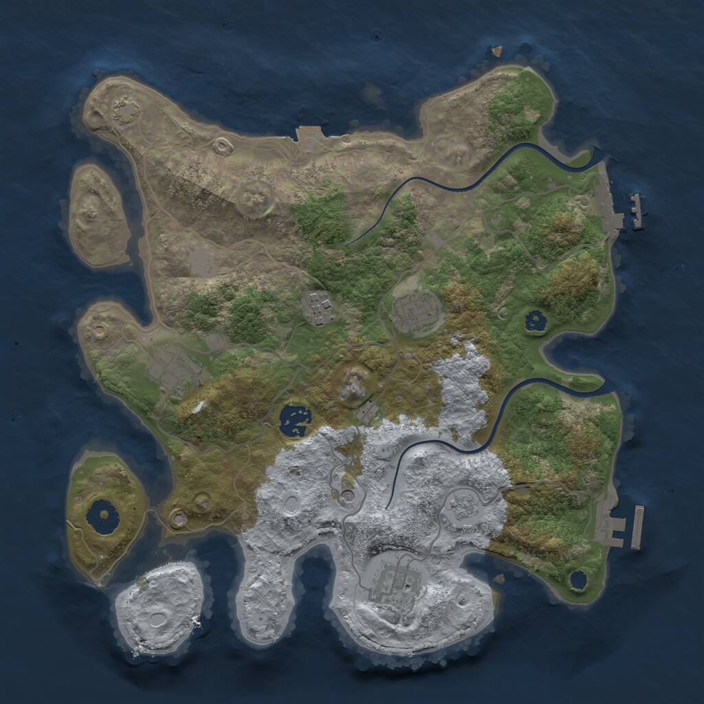 Rust Map: Procedural Map, Size: 3250, Seed: 8122024, 11 Monuments