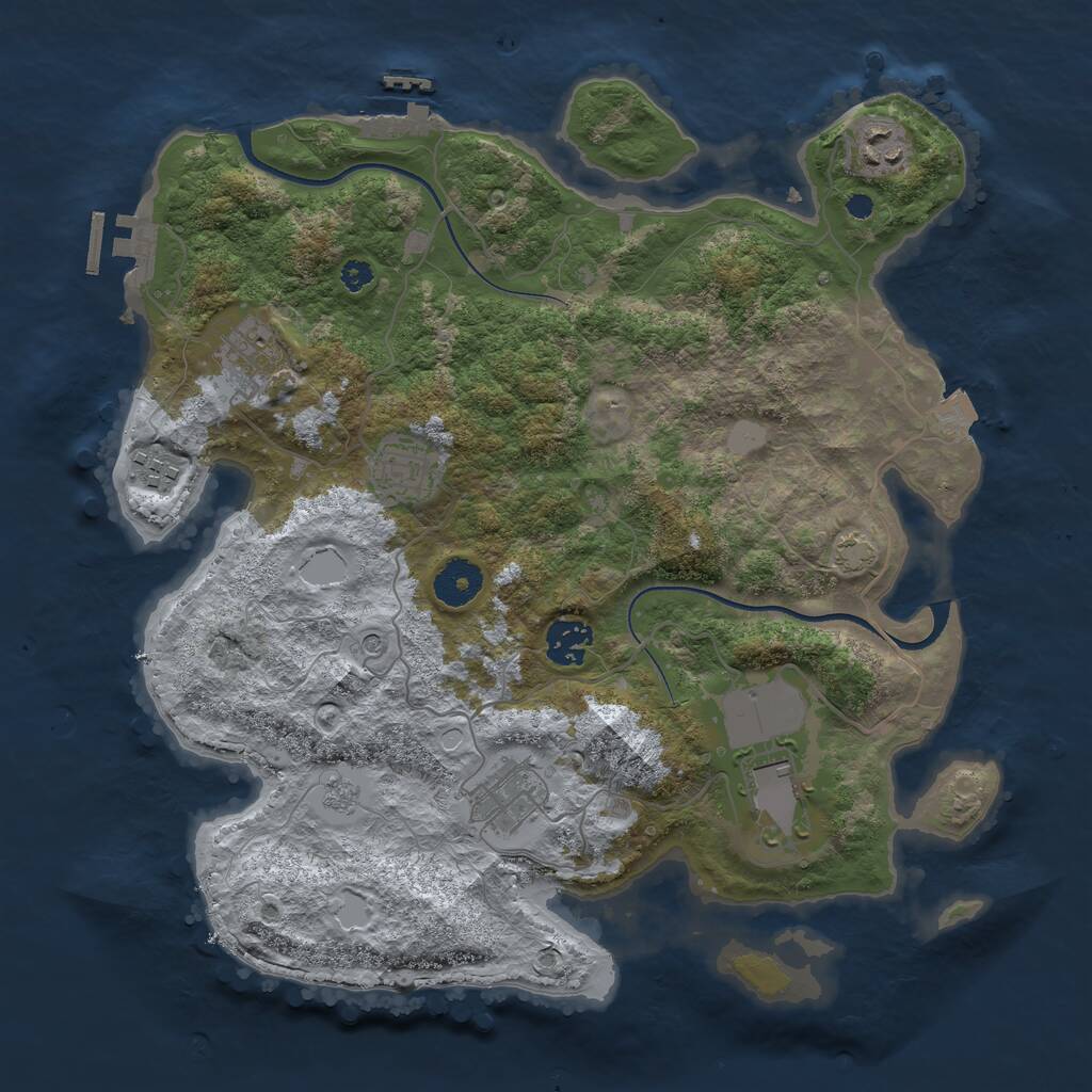 Rust Map: Procedural Map, Size: 3500, Seed: 1231823667, 13 Monuments