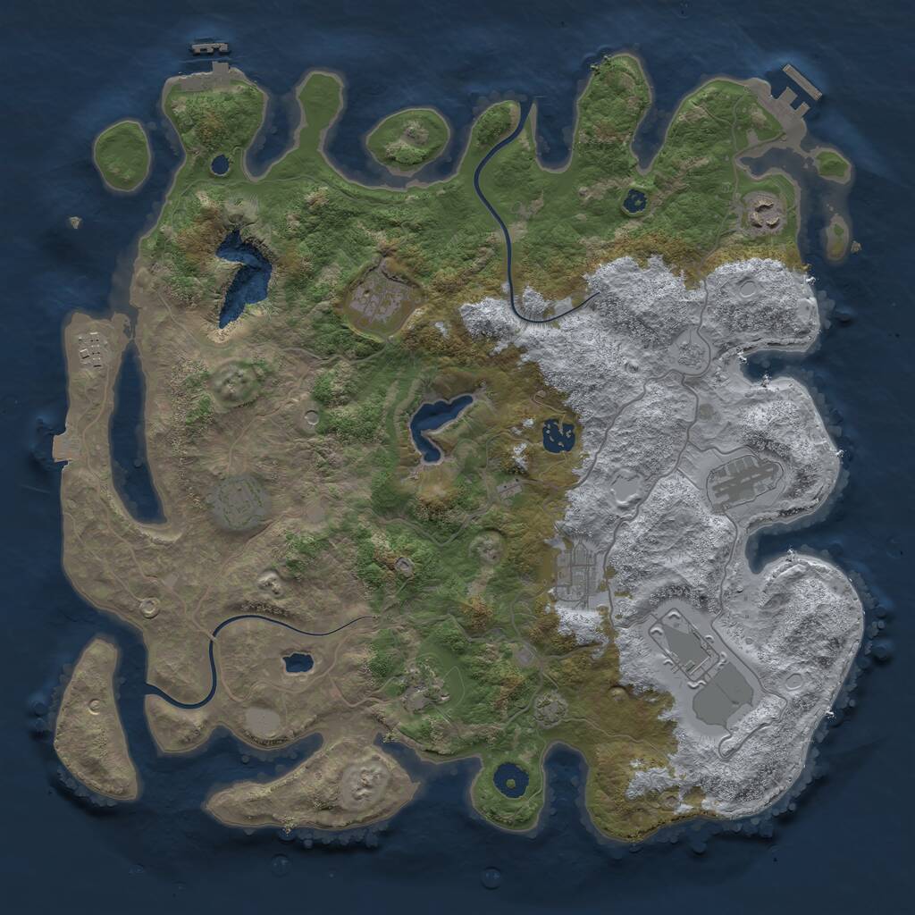 Rust Map: Procedural Map, Size: 4000, Seed: 1150998098, 15 Monuments
