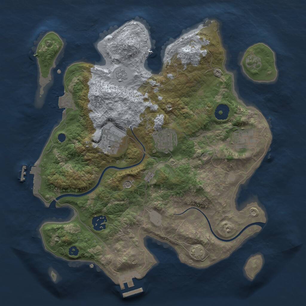 Rust Map: Procedural Map, Size: 3000, Seed: 28971, 10 Monuments