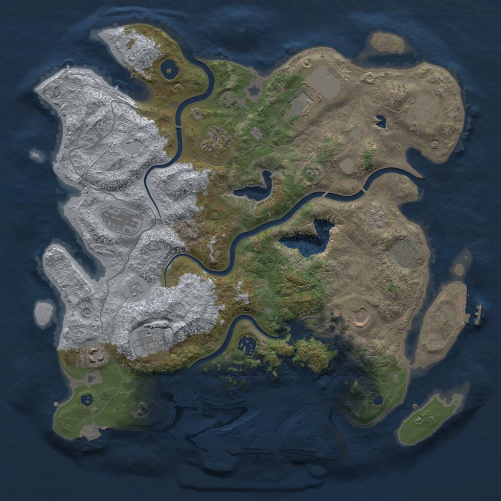 Rust Map: Procedural Map, Size: 4000, Seed: 999732574, 16 Monuments
