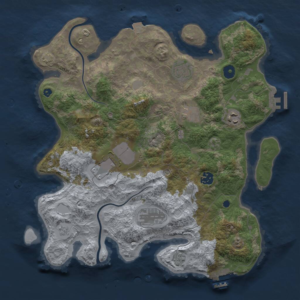 Rust Map: Procedural Map, Size: 3500, Seed: 1882137920, 13 Monuments