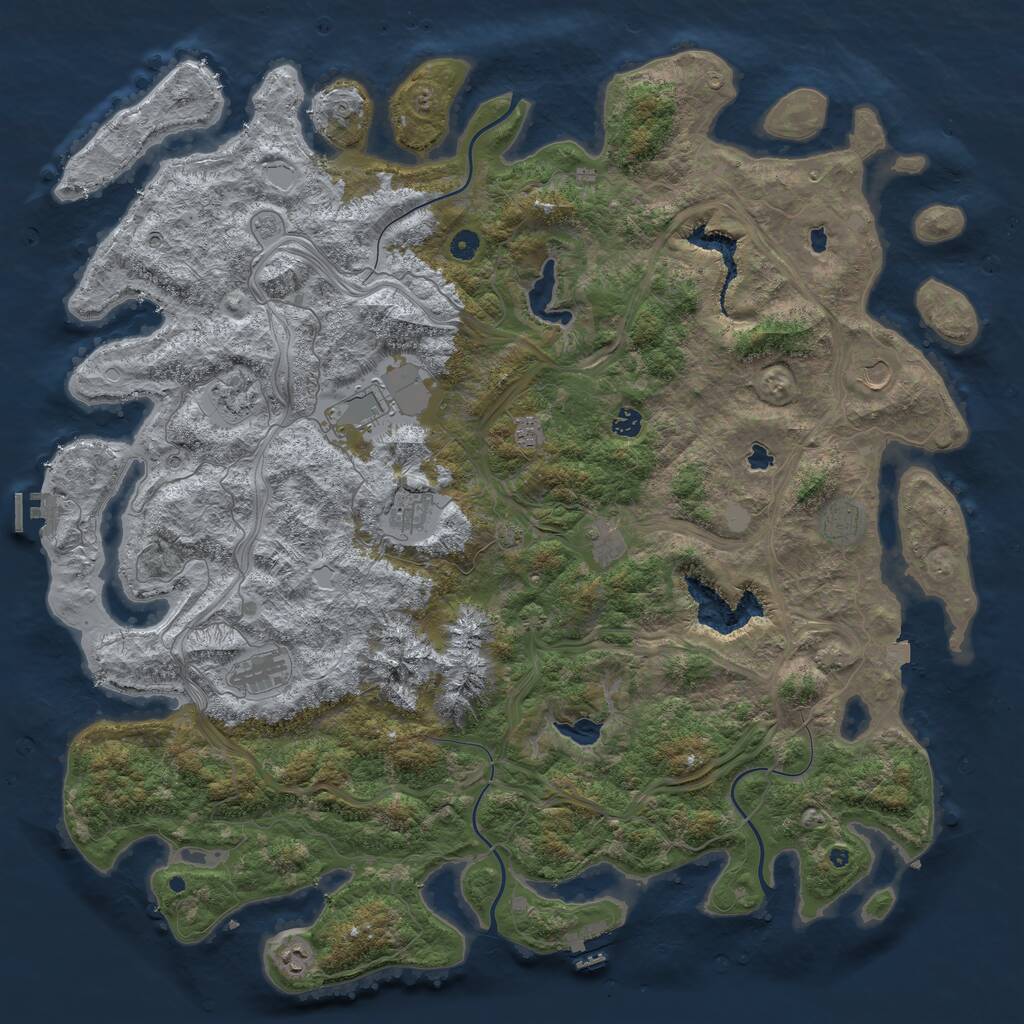 Rust Map: Procedural Map, Size: 5250, Seed: 678580387, 16 Monuments