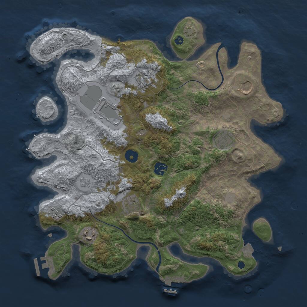 Rust Map: Procedural Map, Size: 3500, Seed: 81224, 14 Monuments