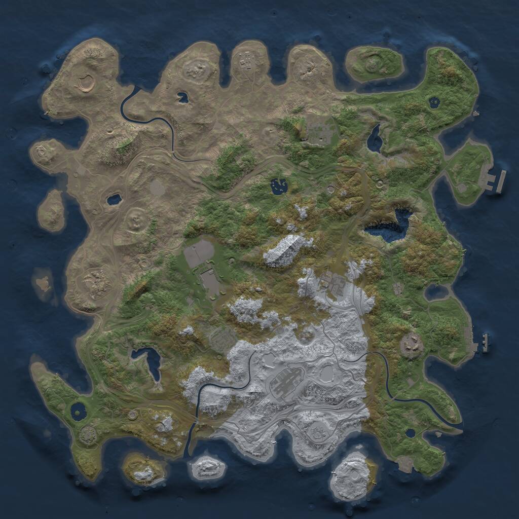 Rust Map: Procedural Map, Size: 4500, Seed: 1262599371, 16 Monuments