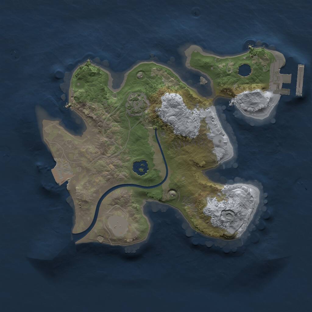 Rust Map: Procedural Map, Size: 2000, Seed: 4823844, 3 Monuments