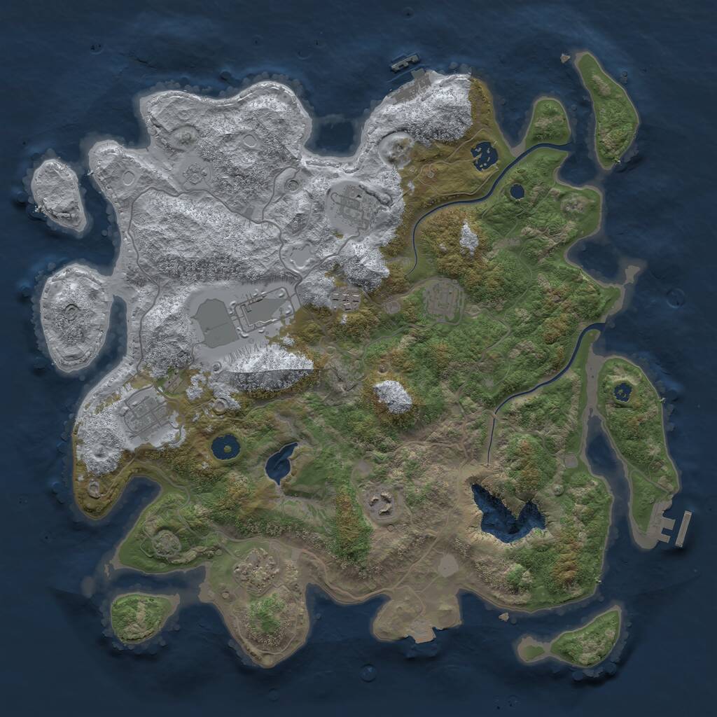 Rust Map: Procedural Map, Size: 4000, Seed: 596207503, 14 Monuments
